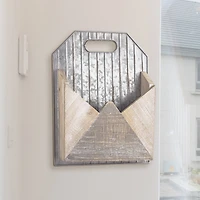 Galvanized Metal & Wood Envelope Wall Organizer