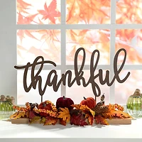 24" GlitzHome® Thankful Floral Tabletop Sign