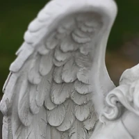 23.5" Distressed Ivory Kneeling Praying Angel Garden Statue