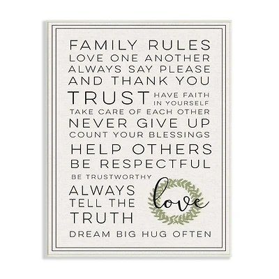 Stupell Industries Family Rules Love Dream Often Wood Wall Plaque