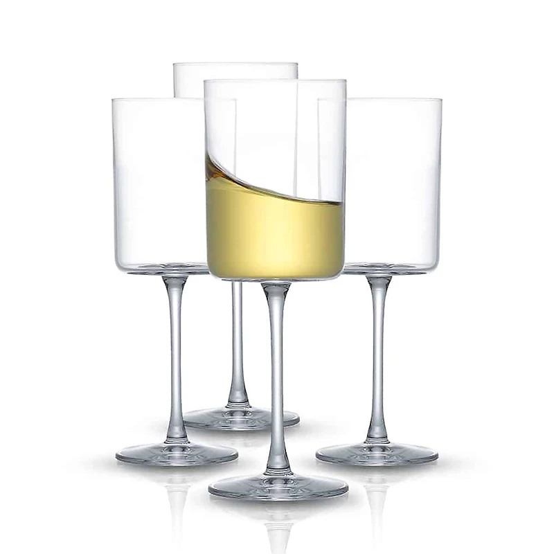 JoyJolt® 11oz. Claire Crystal Cylinder White Wine Glasses, 4ct.
