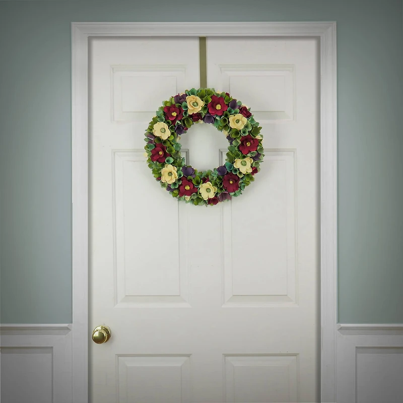 18" Red & Cream Floral Wreath