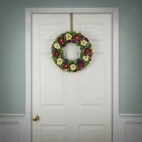 18" Red & Cream Floral Wreath