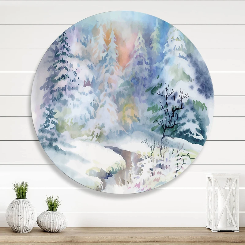 Designart - Winter Landscape With Snowy River I