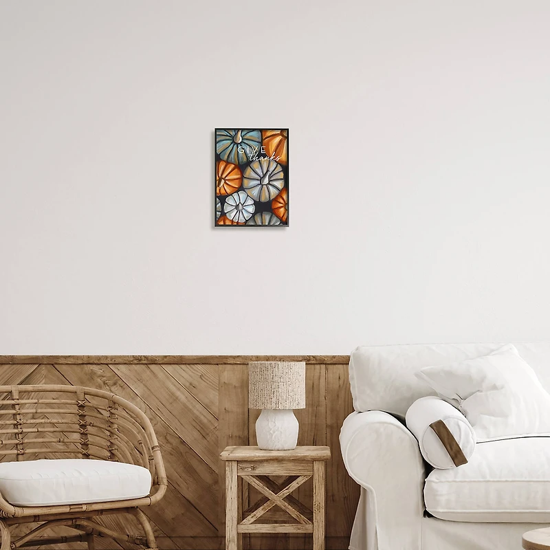 Stupell Industries Give Thanks Autumn Phrase Framed Giclee Art
