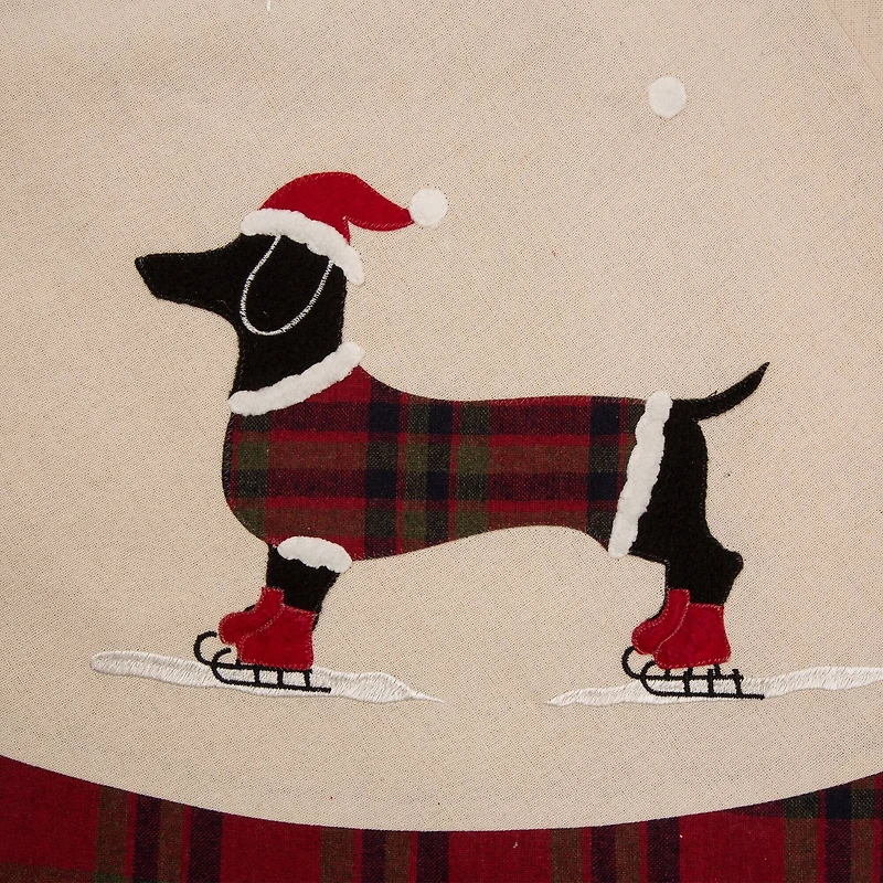 Glitzhome® 48" Dachshund Fabric Christmas Tree Skirt