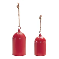 Red Metal Bell Ornaments Set