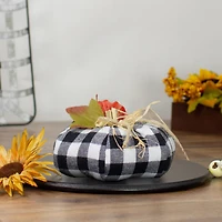 5" White & Black Buffalo Plaid Fall Harvest Pumpkin