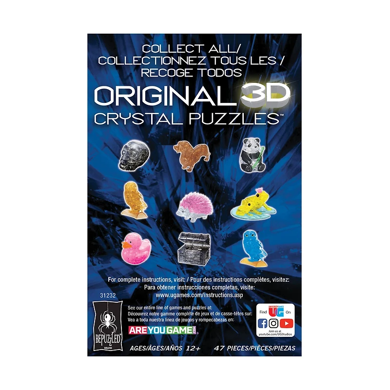 3D Crystal Puzzle - Roses in a Vase (White): 47 Pcs