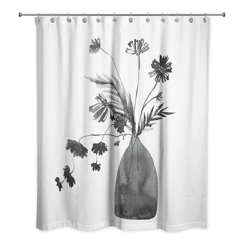 Monochromatic Floral III 71" x 74" Shower Curtain