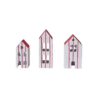 Hello Honey® White & Red Hand-Painted Paper Mache House Set