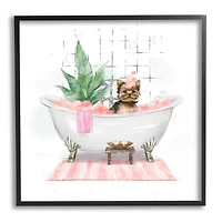Stupell Industries Chic Yorkie Dog in Pink Bubble Bath Framed Wall Art