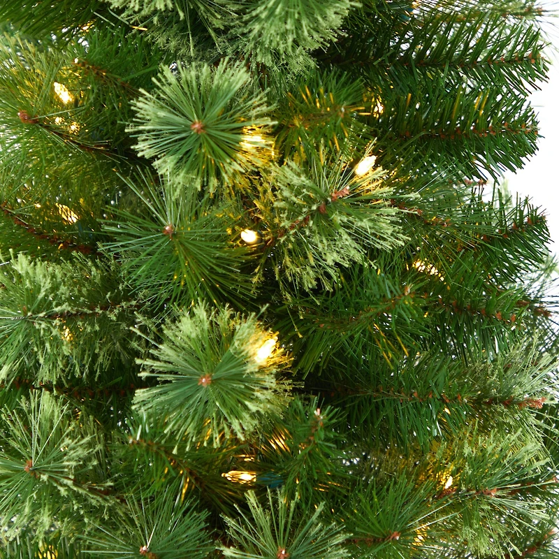 8ft. Pre-Lit Green Pine Artificial Christmas Tree, Clear LED Lights