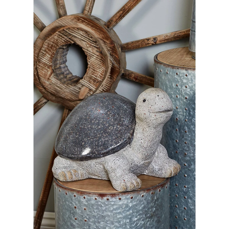 13" White Polystone Turtle Garden Sculpture