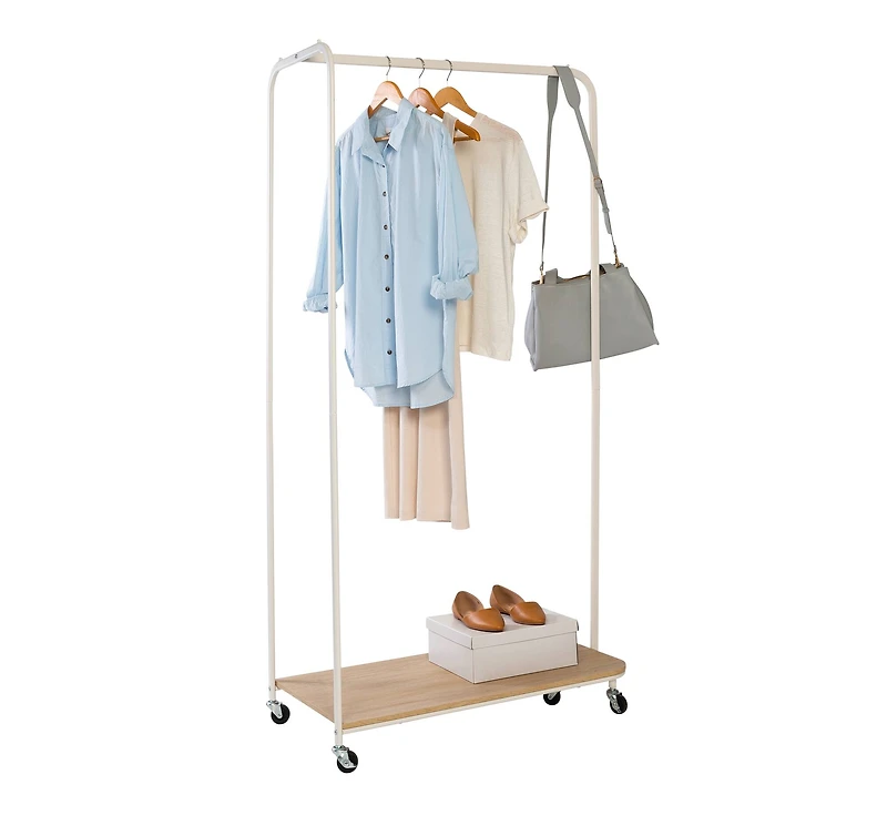 Honey Can Do 5.5ft. Rolling Garment Rack with Shoe Rack and Wheels