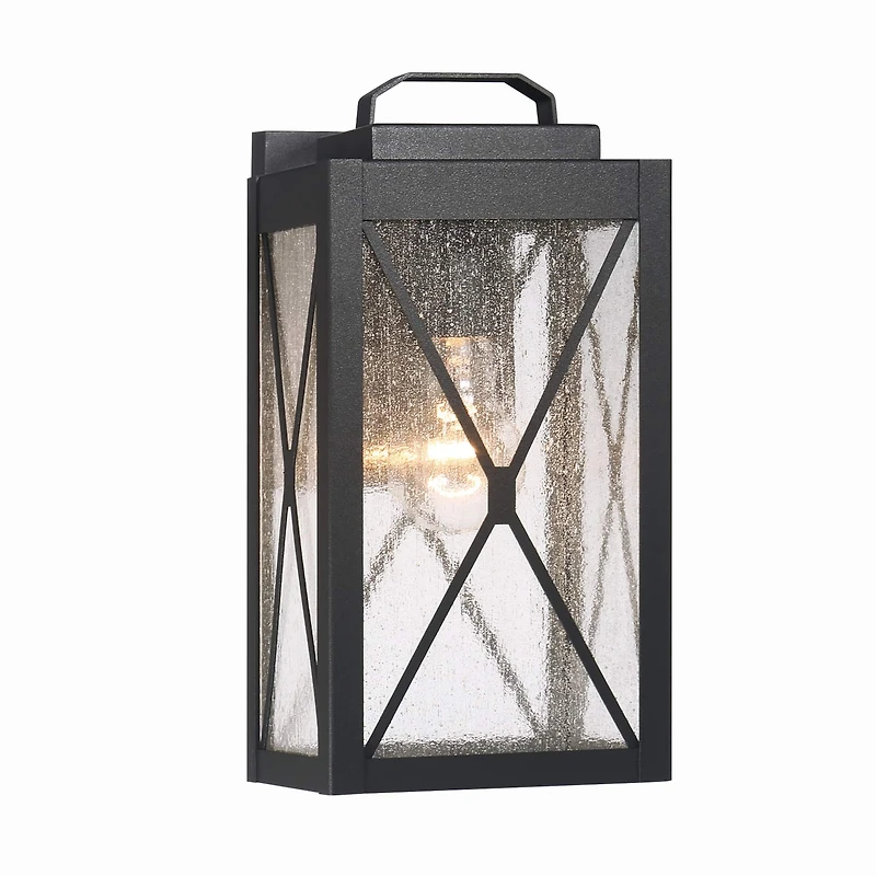 Hello Honey® Charleston Matte Black Farmhouse Rectangular Metal & Glass Wall Mounted Outdoor Light