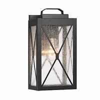 Hello Honey® Charleston Matte Black Farmhouse Rectangular Metal & Glass Wall Mounted Outdoor Light