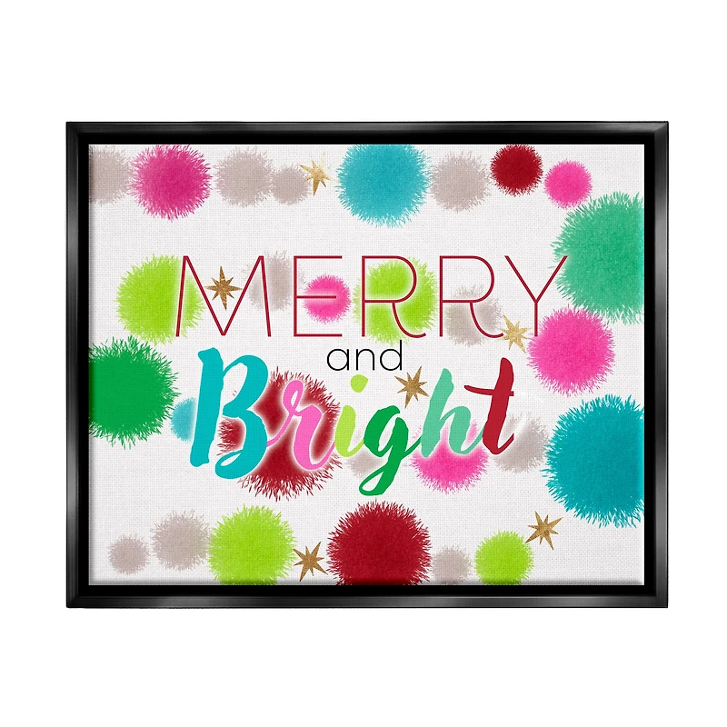 Stupell Industries Merry & Bright Bold Holiday Phrase Framed Floater Canvas Wall Art
