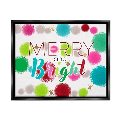 Stupell Industries Merry & Bright Bold Holiday Phrase Framed Floater Canvas Wall Art