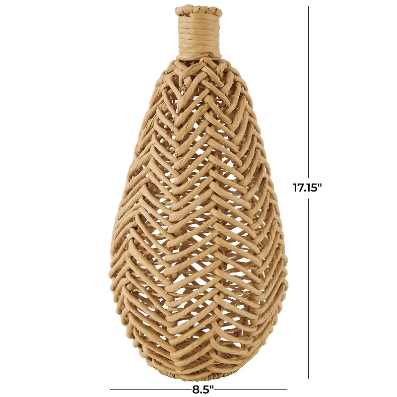 17" Brown Seagrass Handmade Woven Vase