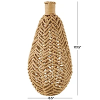 17" Brown Seagrass Handmade Woven Vase