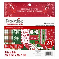 6" x 6" Peppermint Plaid Double-Sided Paper Pad, 24 Sheets by Recollections™