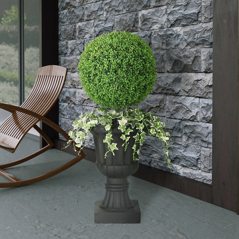 3.5ft. Topiary Boxwood Artificial Tree in Decorative Urn