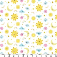 Eugene Textiles Sun & Moon White Flannel