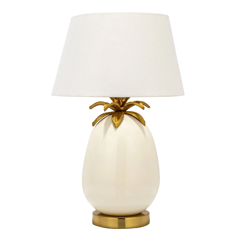 Hello Honey® 22" White & Gold Tropical Table Lamp with Pineapple Detail