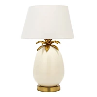 Hello Honey® 22" White & Gold Tropical Table Lamp with Pineapple Detail