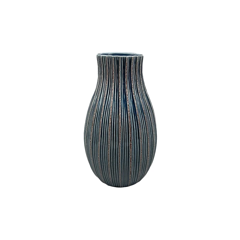 9" Navy Ribbed Ceramic Vase by Ashland®