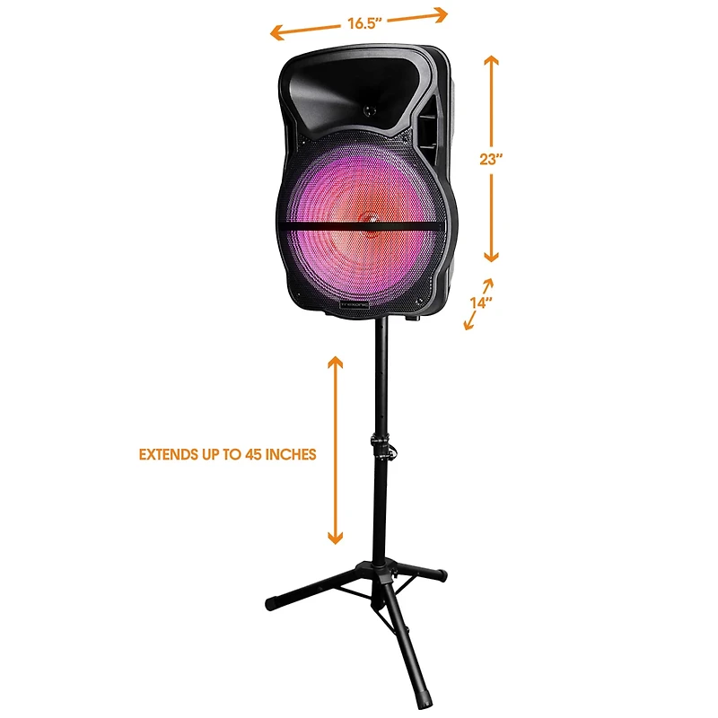 Trexonic Combination 15" Bluetooth Portable Speaker and Tripod Stand With Reactive Lights
