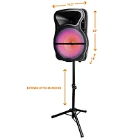 Trexonic Combination 15" Bluetooth Portable Speaker and Tripod Stand With Reactive Lights