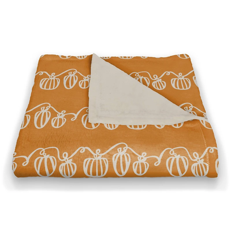 Pumpkin Doodle Coral Fleece Throw