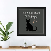 Black Cat Halloween Print in Black Frame