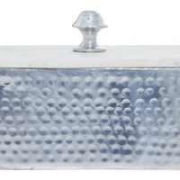 Gray Rectangular Aluminum Jewelry Box with Stoneware Lid