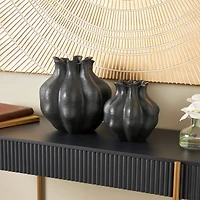 Black Abstract Tulip Shaped Vase Set