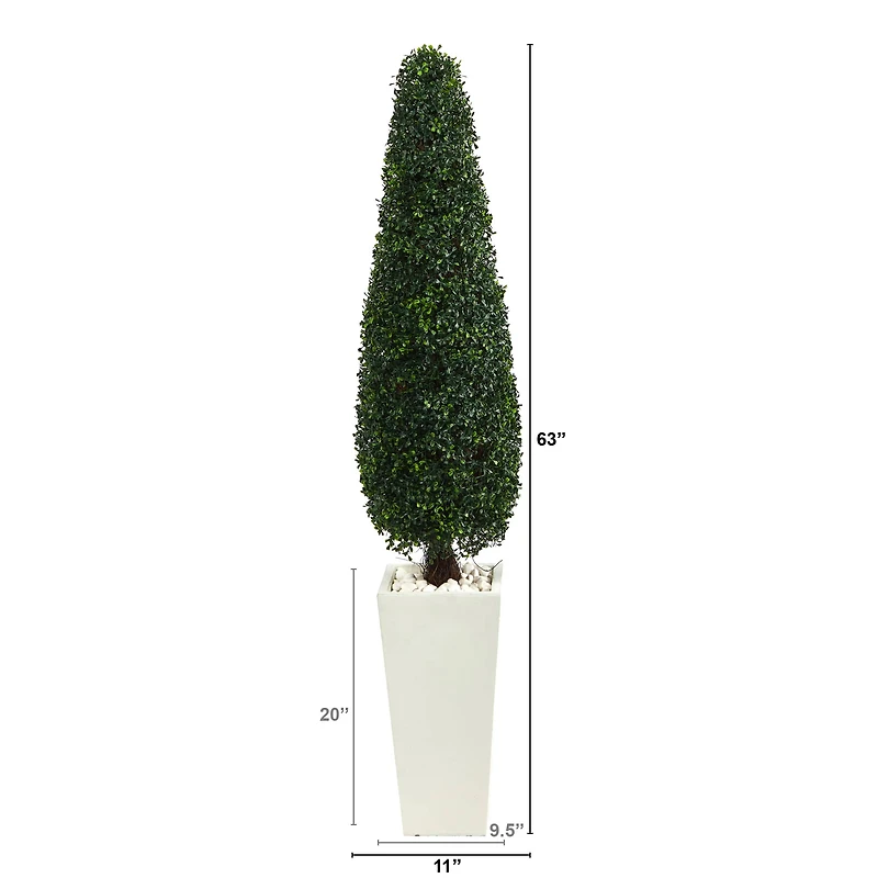 5.25ft. Boxwood Topiary in Tall White Planter