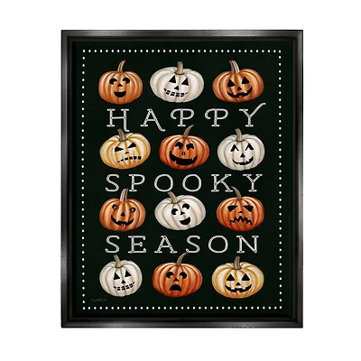Stupell Industries Happy Spooky Season Pumpkins Framed Floater Canvas Wall Art