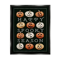 Stupell Industries Happy Spooky Season Pumpkins Framed Floater Canvas Wall Art