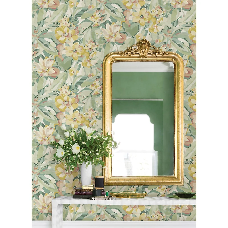 Caroline et Bettina Yellow Belles Fleurs Peel & Stick Wallpaper