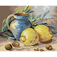 Orchidea Still Life Pot Lemon Counted Cross Stitch Kit