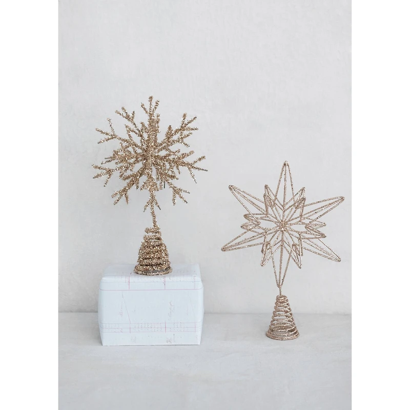Hello Honey® 14" Champagne Gold Metal & Mica Star Tree Topper
