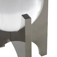 8.25" Clear Glass Orb Sculpture with Silver X-Shaped Stand