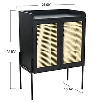 Hello Honey® 3ft. Black Bar Cabinet with Natural Woven Cane Details