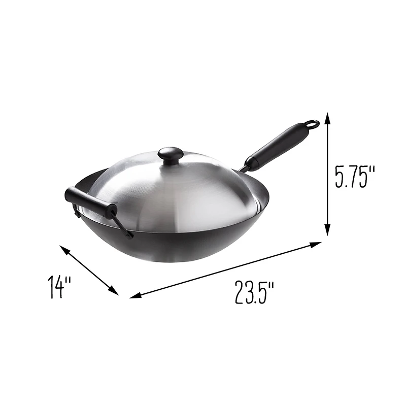 Joyce Chen 14" Carbon Steel Nonstick Wok Set with Lid and Bakelite Handles