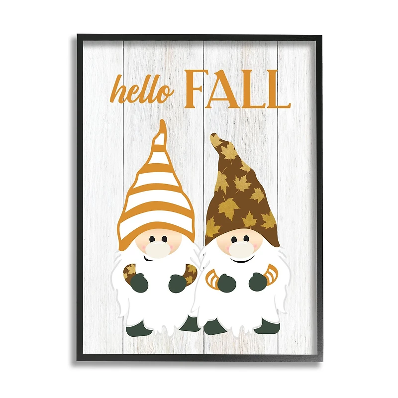 Stupell Industries Hello Fall Whimsical Gnomes Framed Giclee Art