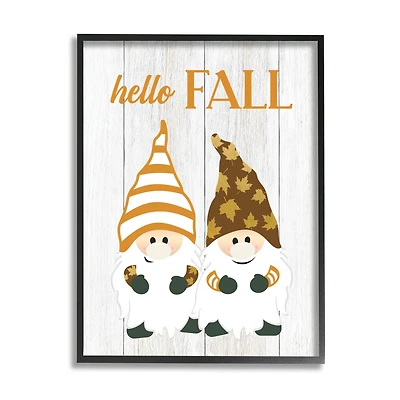 Stupell Industries Hello Fall Whimsical Gnomes Framed Giclee Art