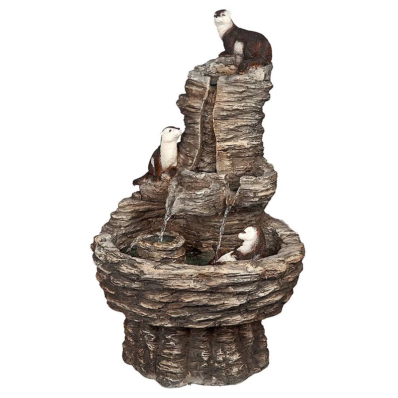 Design Toscano Tres Amigos Playful Otter Cascading Garden Fountain