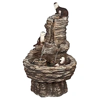 Design Toscano Tres Amigos Playful Otter Cascading Garden Fountain